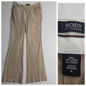 Body By Victoria Trousers Pants Womens 4 Flare Kakhi Stretch Office Sirene